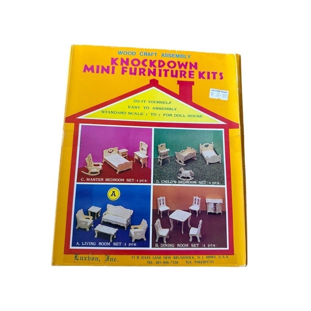 Vintage Luxbon 1:12 Dollhouse Mini Living Room Furniture Kit Sofa‎ Chairs